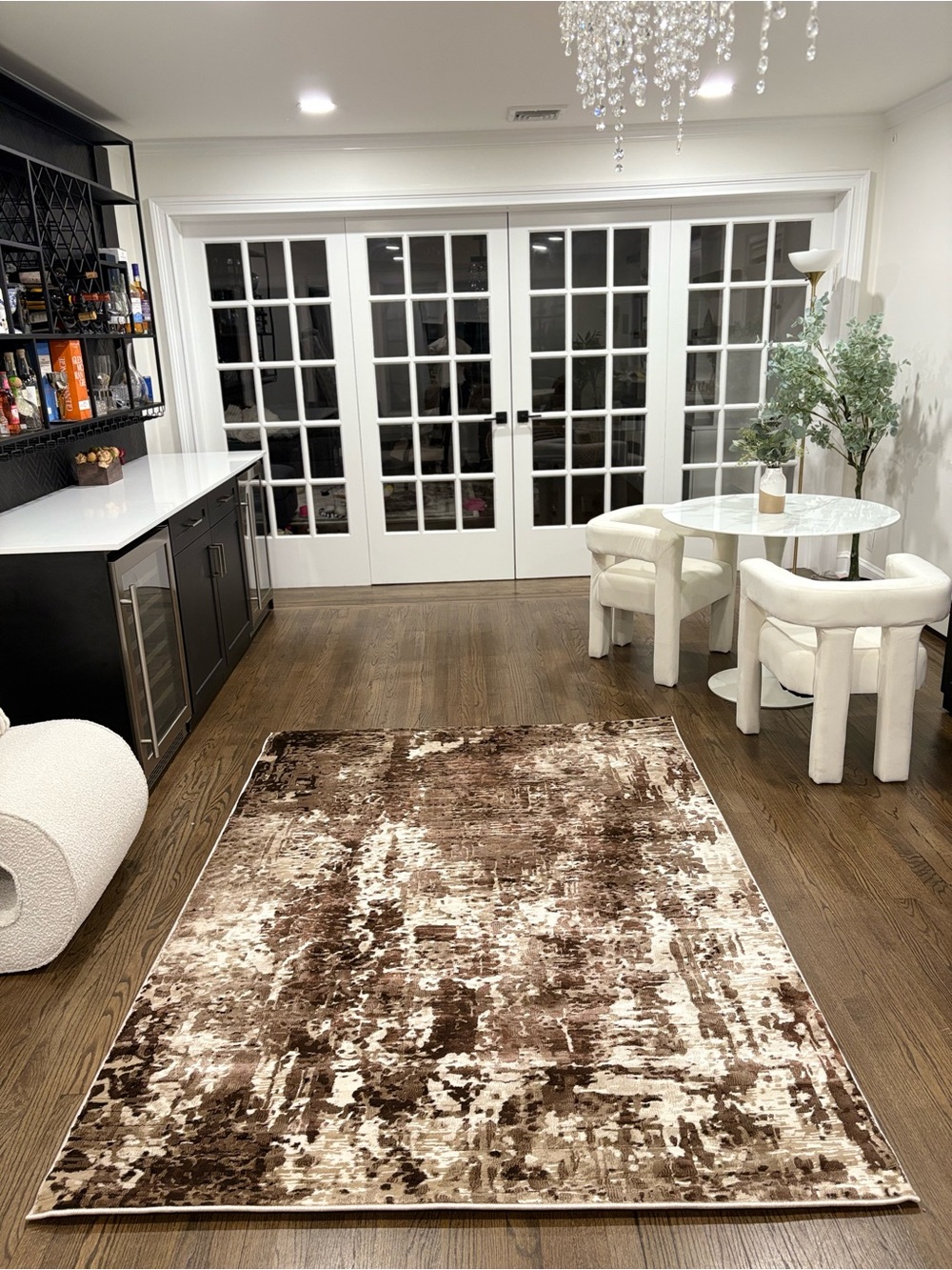 Plush Abstract Pattern Area Rug - Brown/Cream 5x7 - Picture 5 of 5
